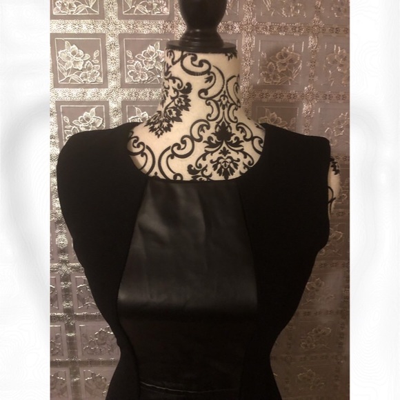 NWT Arden B Black Faux Leather Panel Dress - Picture 6 of 8